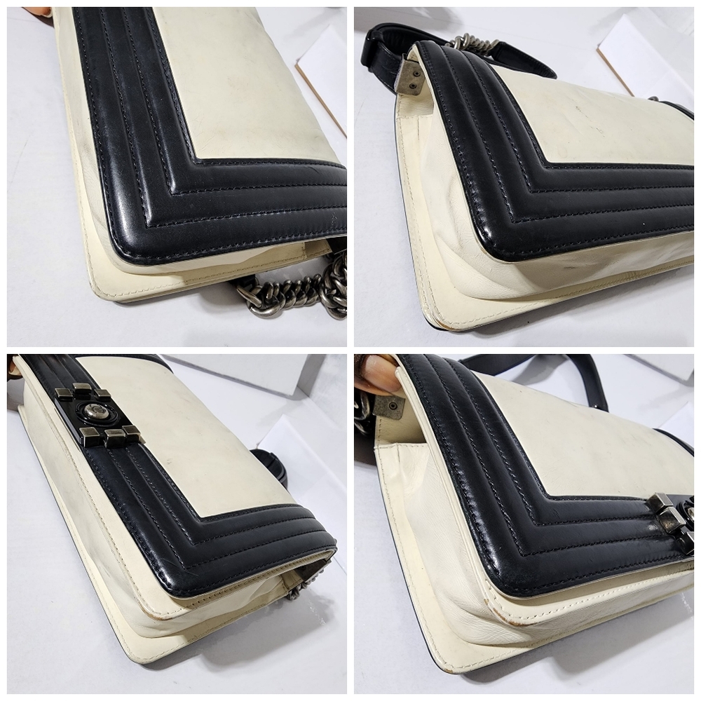 Chanel Medium Clasp Boy Bag Cream/Black - Picture 14 of 16